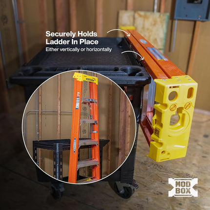 Klein Tools 54805MB MODBox Utility Cart Ladder Holder, Storage Hooks, Holds Ladder Vertically or Horizontally on MODBox Utility Carts