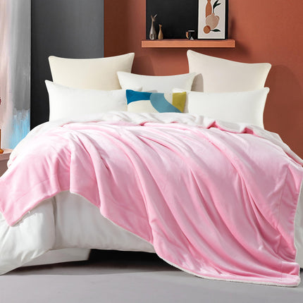 Elegant Comfort Ultra Soft Reversible Flannel Sherpa Blanket - Cozy Silky Fleece Throw for Couch, Bed - Plush Fuzzy Warm Winter Blanket for Gift, Twin XL, Light Pink