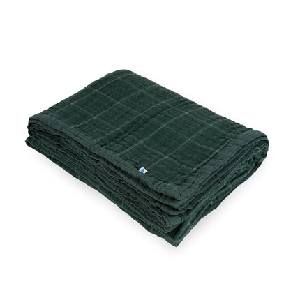 Little Unicorn Premium Quilted Throw | Super Soft, Multi-Layered Muslin XL Blanket| Great for Kids & Families (Evergreen Plaid)