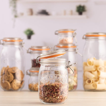 Kilner Clip-Top Storage Jar, 1 Litre, Airtight, Glass, for Fruit, Vegetables, Coffee, Tea, Flour