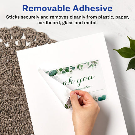 Avery Matte White Removable Rectangle Labels, 5.5" x 8.5", 200 Removable Labels, Laser/Inkjet Printable Labels