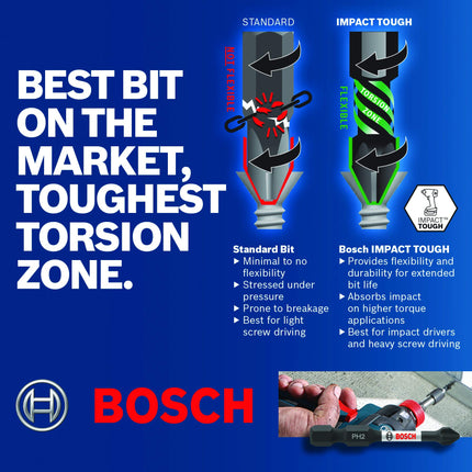 Bosch ITPH12B Impact Tough 2 in. Phillips #1 Power Bits