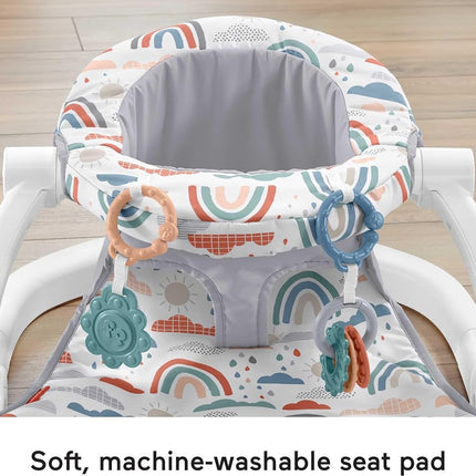 Fisher-Price Portable Baby Chair Sit-Me-Up Floor Seat with 2 Developmental Toys, Rainbow Showers