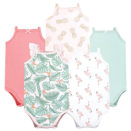 Bodysuits de Algodón sin Mangas Unisex para Bebé Hudson Baby, Flamenco Palmera, 3-6 Meses