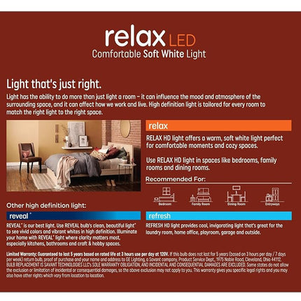 GE Relax 8-Pack 40 W Equivalent Dimmable Warm White A19 LED Light Fixture Light Bulbs 44898
