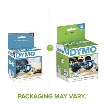 Etiquetas de precio DYMO LW de 2 arriba para impresoras de etiquetas LabelWriter, blancas, 3/8'' x 3/4'', 1 rollo de 1,500 (30299)