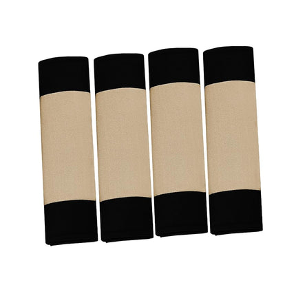 FH GROUP FH-FB063102 Pair Set Sports Fabric Car Seat Covers Beige / Black, Airbag compatible and Split Bench W. FH2033 Steering Wheel Cover and Seat Belt Pads- Fit Most Car, Truck, Suv, or Van
