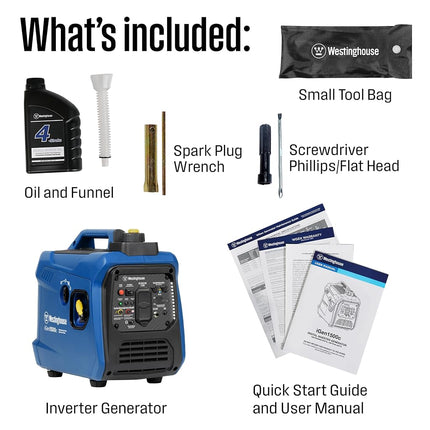 Westinghouse 1500 Peak Watt Super Quiet & Lightweight Portable Inverter Generator, Gas Powered, CO Sensor, Parallel Capable, Long Run Time,Blue