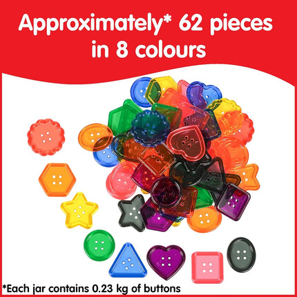 edxeducation Transparent Large Buttons, Mini Jar, Set of 60, Ages 18m+