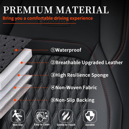 Fundas de asiento Coverado, juego completo para Jeep Wrangler, fundas de asiento de coche impermeables para automóvil, fundas de asiento de camión a medida para 2008-2012 Jeep Wrangler JK, fundas de asiento para coche de 4 puertas (línea roja)