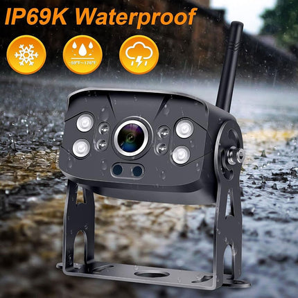 Wireless Reverse Camera System with 7" IPS Monitor, 1080P HD Backup Camera for RV, Caravan, Trailer & Truck, Up to 4 Cameras, Long Range Signal, Night Vision, IP69 Waterproof