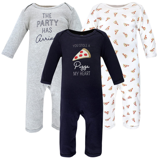 Hudson Baby baby-girls Cotton Coveralls, Pizza, 3-