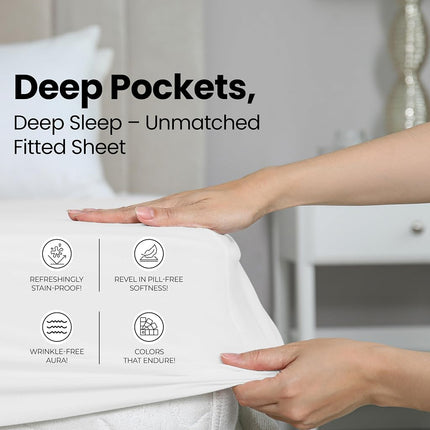 Utopia Bedding Queen Fitted Sheet - Bottom Sheet - Deep Pocket - Soft Microfiber -Shrinkage and Fade Resistant-Easy Care -1 Fitted Sheet Only (White)
