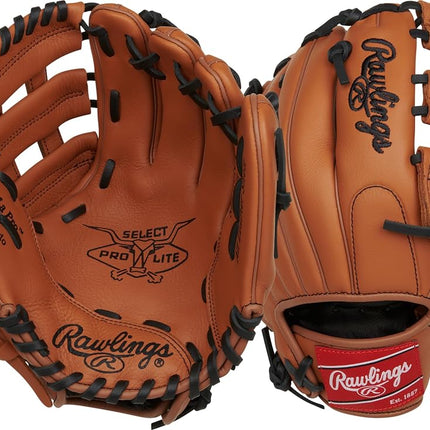 Rawlings | Guante de béisbol juvenil Select Pro Lite | Modelo Nolan Arenado | Para lanzar con la mano derecha | 11" - Red Pro en forma de H | Color camel