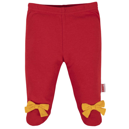NFL 3 PACK DE BODYS DE PANTALÓN CON PIECITOS Y GORRO, Niña Rosa Kansas City Chiefs, 6-9M