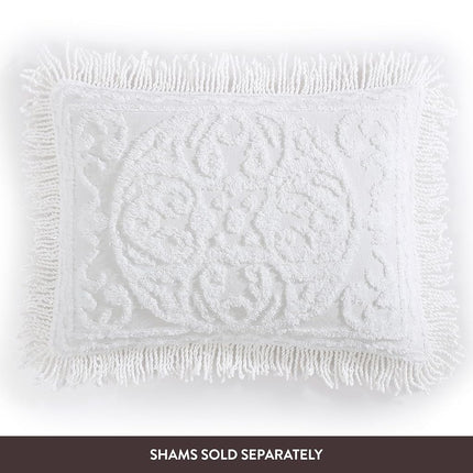 Beatrice Home Fashions Medallion Chenille Bedspread, Full, White