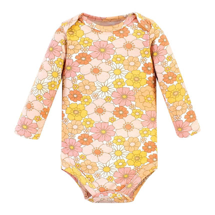 Hudson Baby unisex-baby, bodysuits de algodón de manga larga, Paz Amor Flores, Prematuro