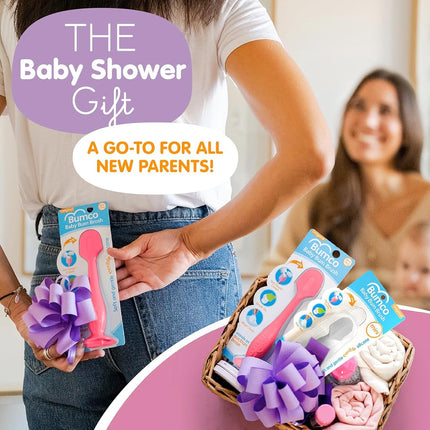 Spatule à crème de change Bumco + mini brosse pour crème de bébé avec étui de voyage – Kit d'application de crème pour les fesses, essentiel de bébé, brosse à crème de change, rose et gris