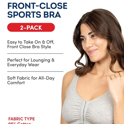 Fruit of the Loom Women's Plus-Size Sport Bra, Heather Grey/White, Size 46