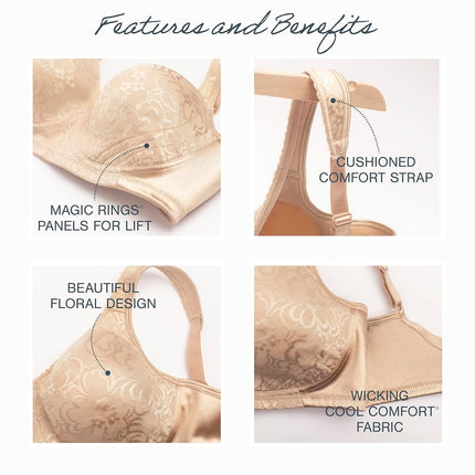 Playtex Womens 18-Hour Ultimate Lift Wireless Full-Coverage Bra, Single or 2-Pack, White, 40F