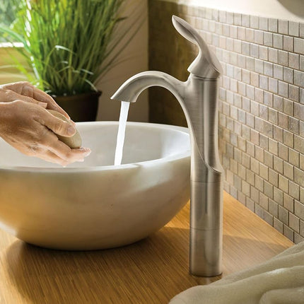 Moen Eva Chrome One-Handle Single Hole Bathroom Sink Faucet with Optional Deckplate and Available Vessel Sink Extension Kit, 6400