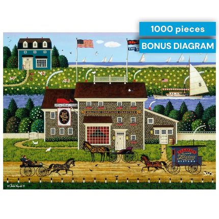 Buffalo Games - Charles Wysocki - Red Whale Inn - 1000 Piece Jigsaw Puzzle for Adults Challenging Puzzle Perfect for Game Nights - Finished Puzzle Size is 26.75 x 19.75