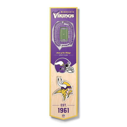 NFL Minnesota Vikings U.S. Bank Stadium 3D Stadium Banner-8x323D Stadium Banner - 8"x 32", Team Colors, 8" x 32"
