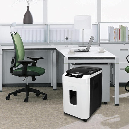 Destructeur de papier micro-coupe haute sécurité Aurora, qualité commerciale, capacité de 200 feuilles en alimentation automatique, 60 minutes, niveau de sécurité P-5