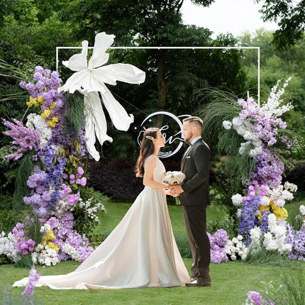 Wokceer Wedding Arch Backdrop Stand Square 7.2 x 7.2 FT White Metal Backdrop Stand Balloon Arch Frame for Wedding Birthday Party Garden Arbor Anniversary Event Decor