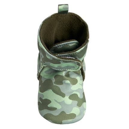 Botines de pantufla Gerber Baby forrados de felpa con cierre envolvente y suela antideslizante, camuflaje verde, 0-3 meses, unisex, para bebé