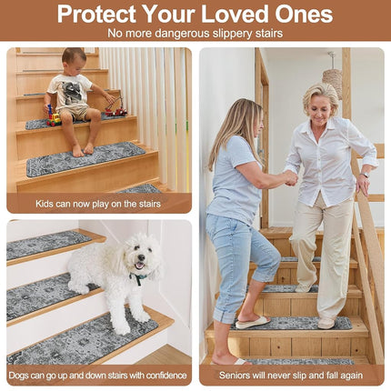 Stair Treads Non-Slip Landing Rug 31"x31" Matching Mat for Wooden Steps
