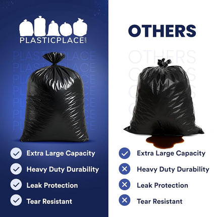 Plasticplace 95-96 Gallon Trash Bags on Rolls, 1.2 Mil, 61"W x 68"H, Black, 50/Case