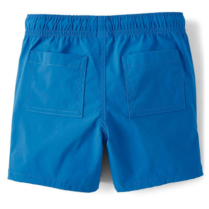 Gymboree Boys' and Toddler Quick Dry Tie Front Jogger Shorts, Blue Toucan Feather, 18-24 Months