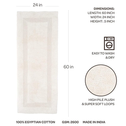 Alfombra de baño larga reversible Bedford Home 100 % algodón - Marfil - 24x60