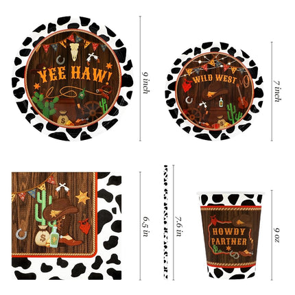 Recheel Cowboy Party Decorations Plates Set, Western Themed Party Supplies