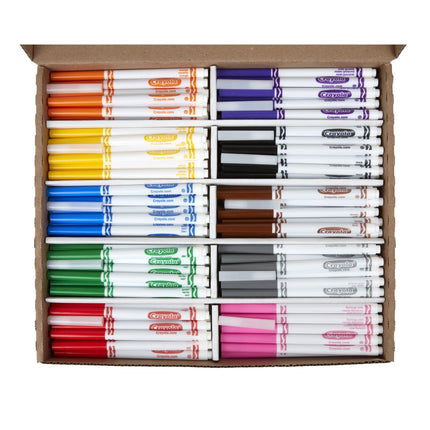 CRAYOLA Pack of 200 Markers Black, Brown, Green, Grey, Orange, Pink, Red, Purple, Yellow