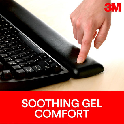 3M Gel Wrist Rest Leatherette Black WR309LE with Antimicrobial Product Protect