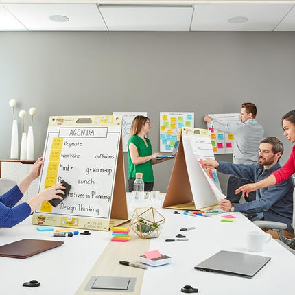 Post-it Super Sticky Portable Tabletop Easel Pad w/Dry Erase Panel 20 x 23 Inches, 20 Sheets/Pad, 2 Pads, One Side White Self Stick Flip Chart Paper, One Side Dry Erase, Built-in Stand (563DE VAD 2PK)
