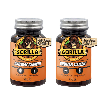 Gorilla Rubber Cement with Brush Applicator, Clear