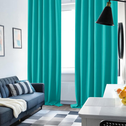 Deconovo Cortinas Opacas con Bolsillo para Barra y Pestaña Trasera, Cortinas Opacas para Ventanas, Cortinas Opacas para Sala de Estar, 52x63 Pulgadas, Turquesa, 2 Paneles