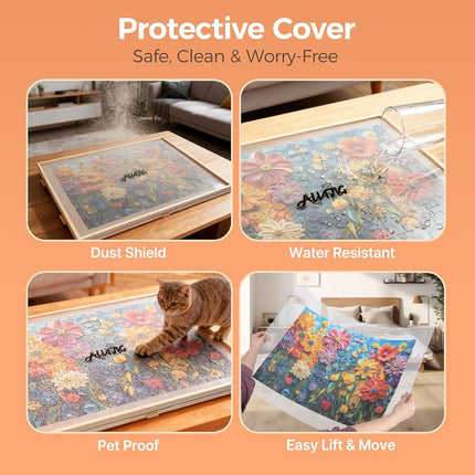ALL4JIG 1000 Pieces Rotating Puzzle Board with 6 Drawers and Cover,22"x30"Portable Wooden Jigsaw Puzzle Table for Adults,Lazy Susan Spinning Puzzle Boards Birthday mom