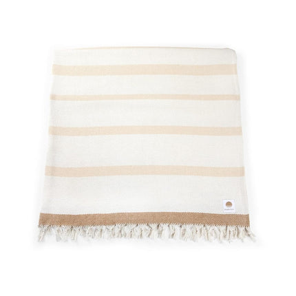 BEACH STATE Oceanside Beach Blanket, 66" x 80", 100% Cotton Premium Picnic Blanket, Oversized Beach Towel with Fringe, Boho Beach Accessories (Driftwood Stripe)