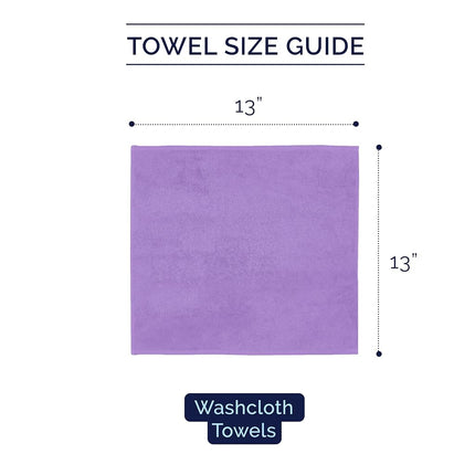 Elegant Comfort Premium Turkish Cotton 6 Pack Washcloths Set - 13 x 13 inch, Luxurious Hotel Spa Quality 100% Turkish Cotton 6PC Washcloth Set - Highly Absorbent - Soft Bathroom Towels, Lilac