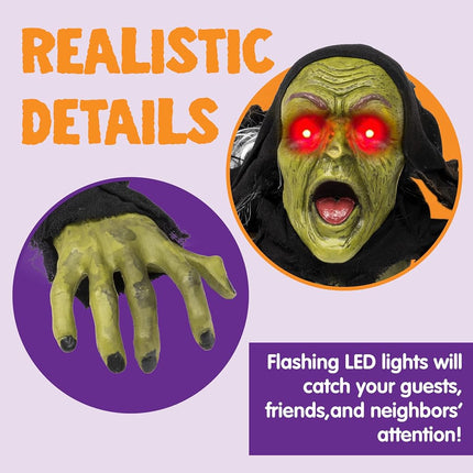 JOYIN Halloween Decoration Outdoor Zombie Groundbreaker, Halloween Outside Zombie Decor with Sound and Flashing Eyes, Scary Groundbreaker for Yard Lawn Graveyard Decorations, Haunted House Prop