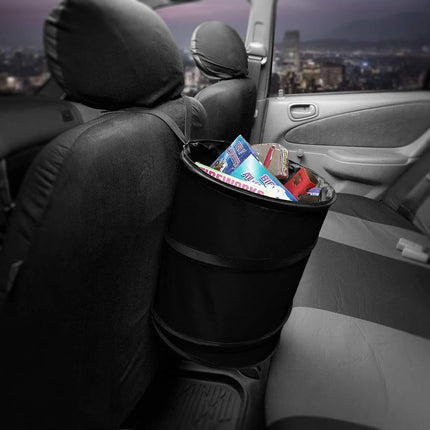 FH Group FH1121BLACK Black Car Garbage Trash Can (Collapsible and Compact Size Large)