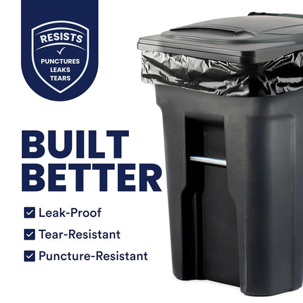 Plasticplace 95-96 Gallon Trash Bags on Rolls, 1.2 Mil, 61"W x 68"H, Black, 50/Case