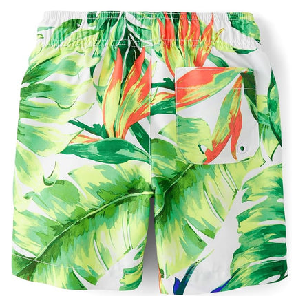 The Children's Place Boys' and Toddler Swim Trunks, Applemint Board Short, X-Small