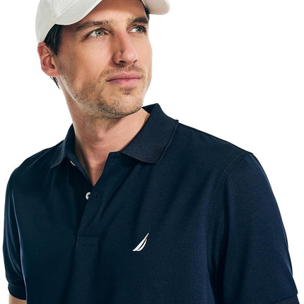Nautica Men's Classic Short Sleeve Solid Performance Deck Polo Shirt, Navtech Performance Navy., Medium