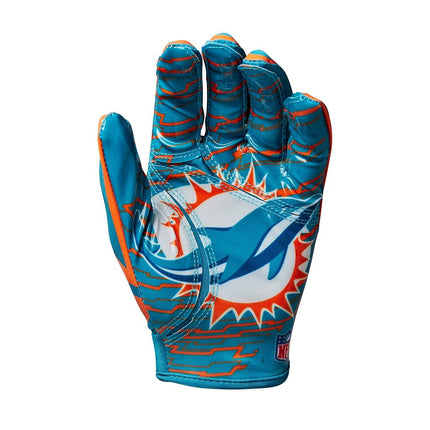 Wilson NFL Stretch Fit Football Gloves - Adult, Miami Dolphins