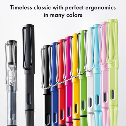 LAMY safari springgreen - Fountain Pen with ergonomic grip & polished steel nib in size EF - ideal for any Writing & Calligraphy - including LAMY T 10 blue cartridge - Right-Handed
